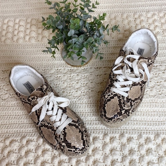 Steve MADDEN Women’s Parade Platform Snakeskin Espadrille Sneaker Brown Black 10 - Picture 10 of 10